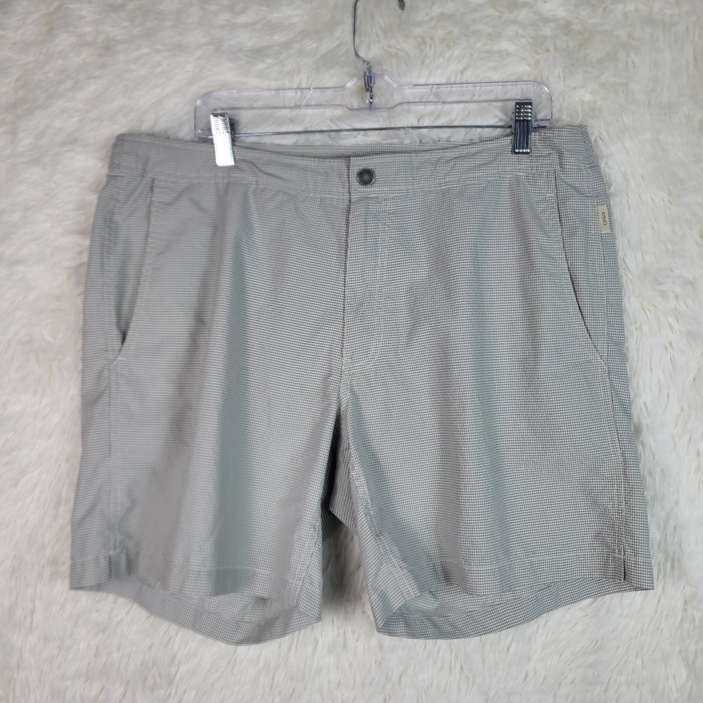 Onia The Calder Mini Check Gray Mesh Lined Swim Shorts 7" Mens 36 Resort‎ Beach